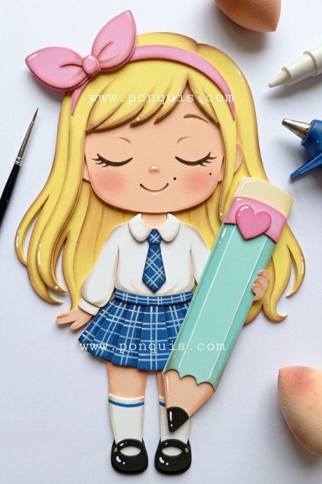 Moldes de niña con lapiz